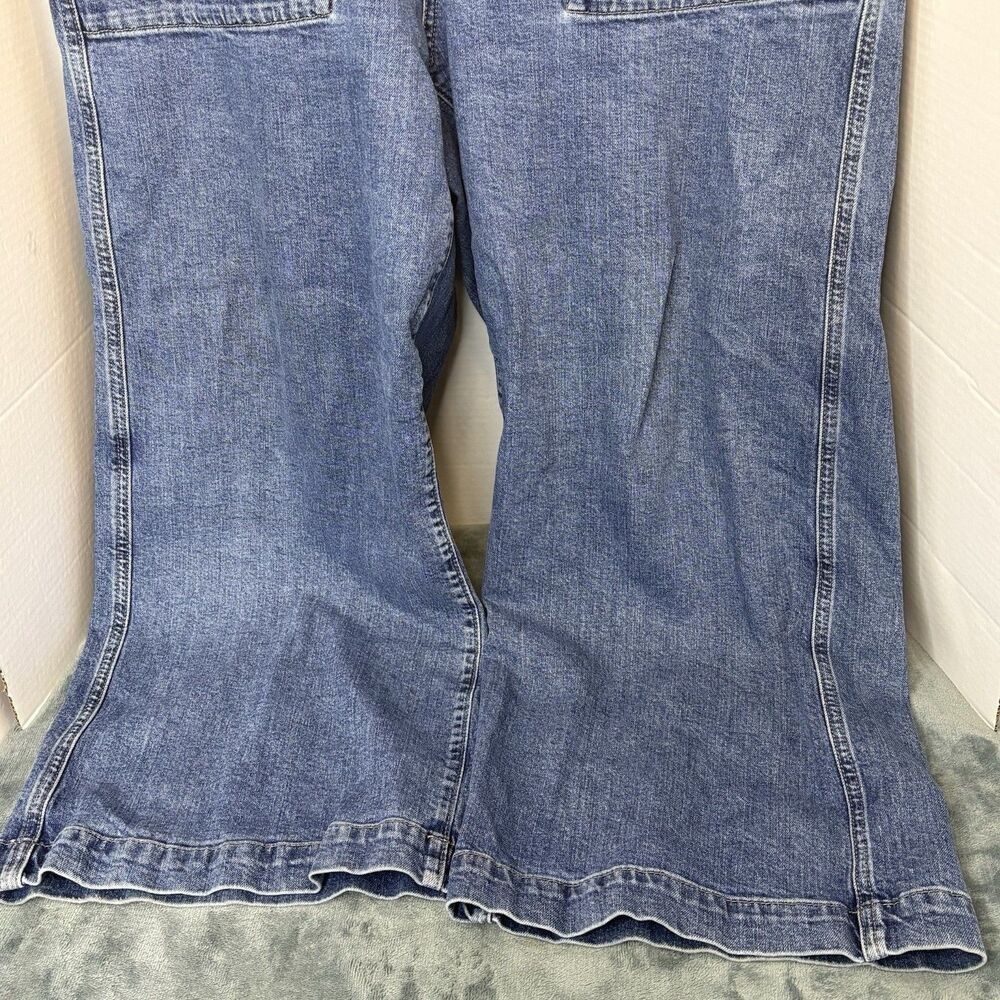 Gap High Rise Wide Leg Crop Jeans Womens 18/34R Blue Dark Wash Stretch Denim - Picture 3 of 9